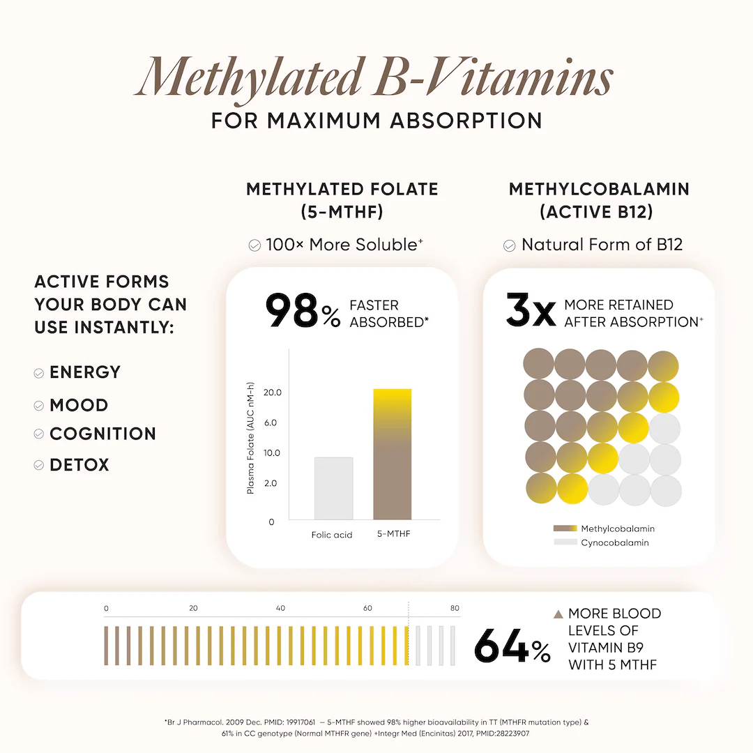 Bioactive B Complex | Methylated B Vitamins with Biotin & Vitamin C | 60 Capsules - Image 3