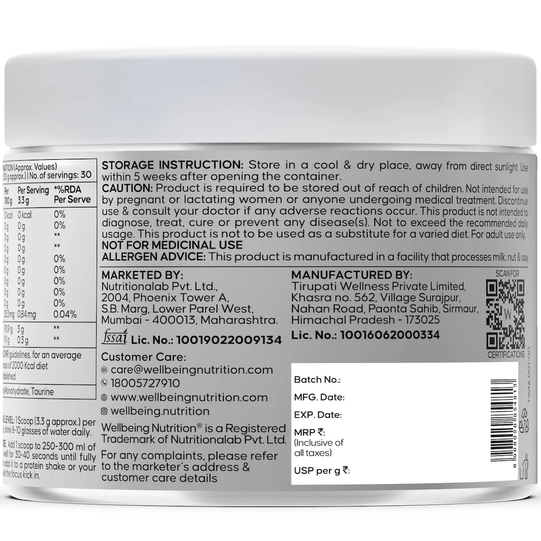 Creatine Monohydrate | 100g | 300mg Taurine | Unflavoured - Image 15