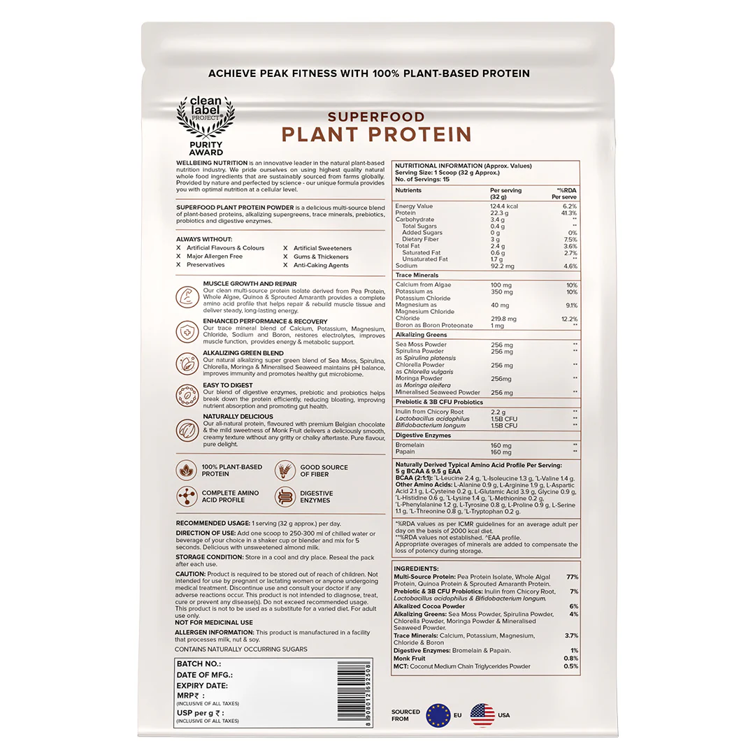 Vegan Protein 22g | 500g | 3B CFU Probiotics | Belgian Dark Chocolate - Image 12