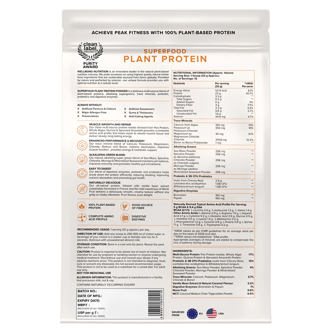Vegan Protein 22g | 500g | 3B CFU Probiotics | French Vanilla Caramel - Image 12