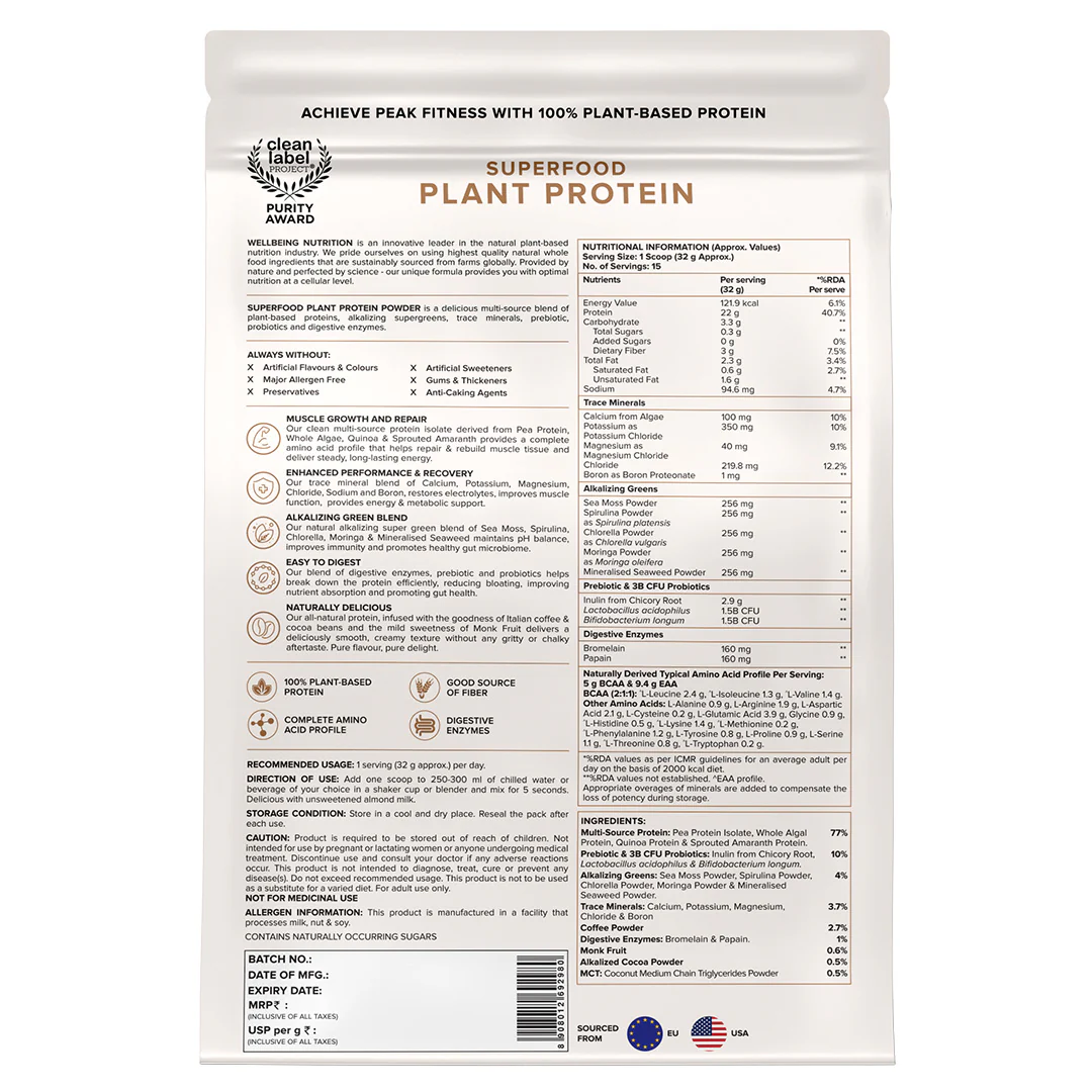 Vegan Protein 22g | 500g | 3B CFU Probiotics | Italian CafÂŽ Mocha - Image 12