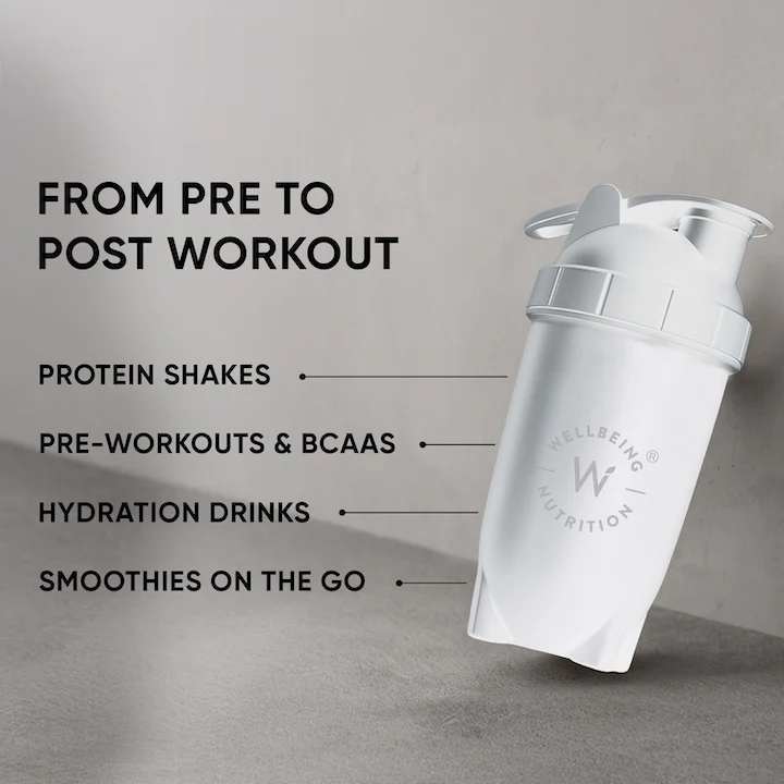 Wellbeing Nutrition Bullet Shaker ( White ) - Image 6