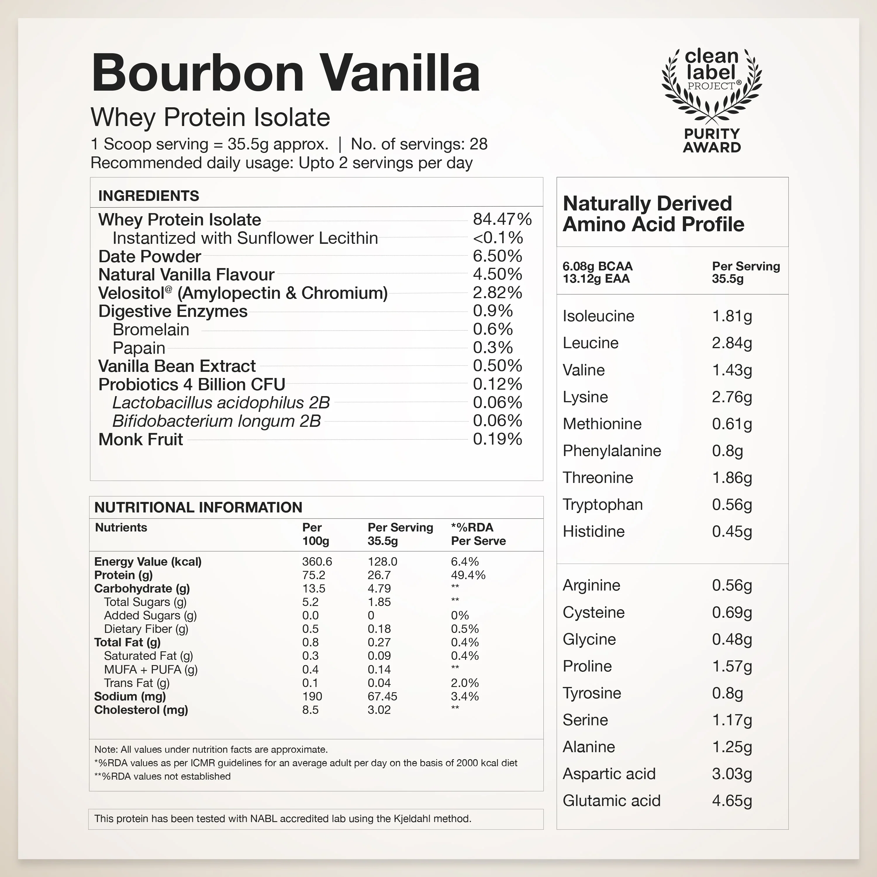 Whey Protein Isolate 26g | 1kg | 4B CFU Probiotics | Bourbon Vanilla - Image 11