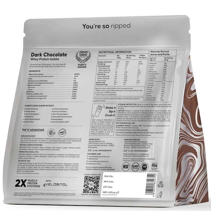 Whey Protein Isolate 26g | 1kg | 4B CFU Probiotics | Dark Chocolate - Image 12
