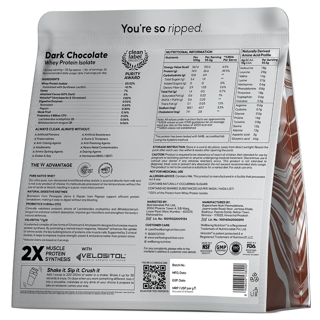 Whey Protein Isolate 26g | 2kg | 4B CFU Probiotics | Dark Chocolate - Image 12