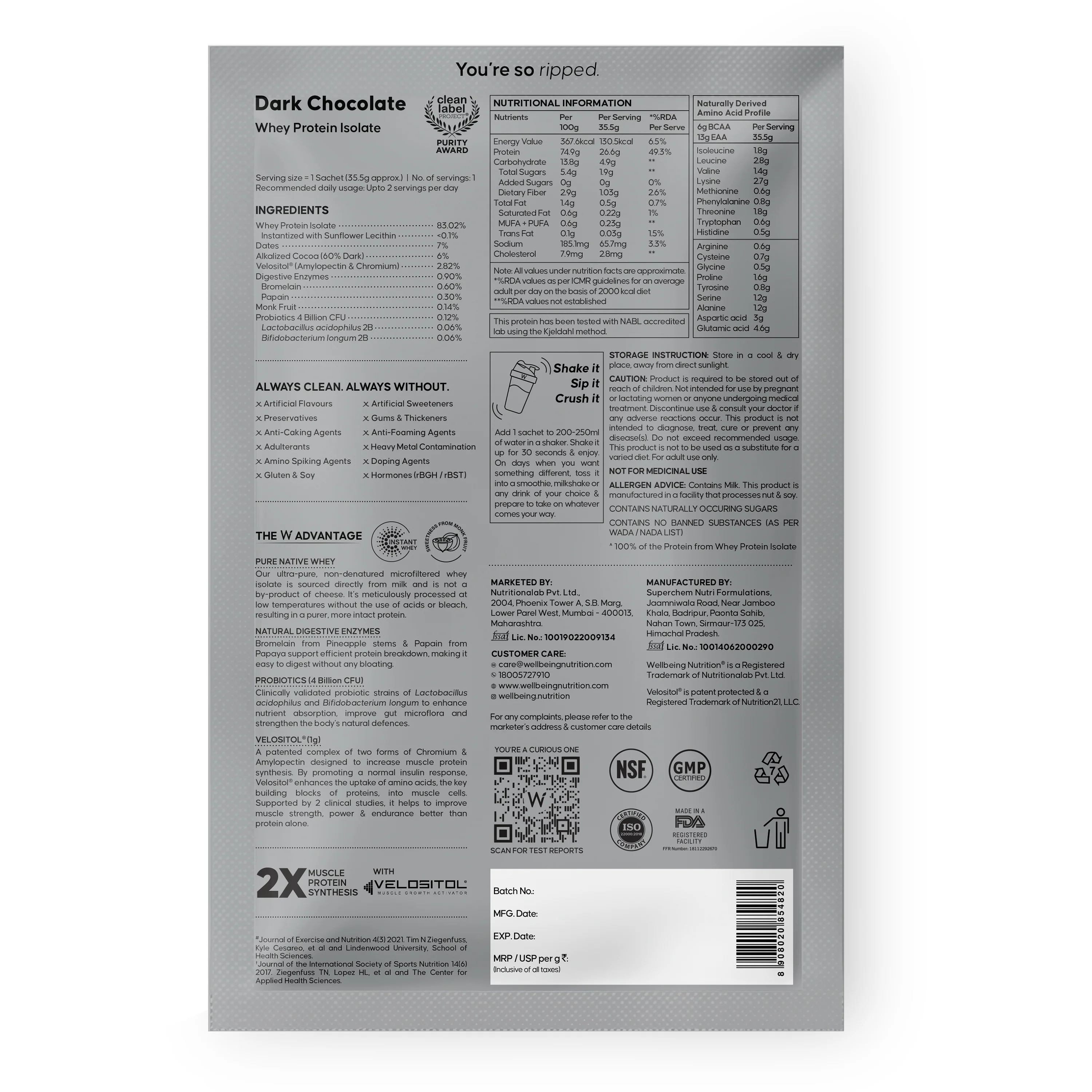 Whey Protein Isolate Dark Chocolate Sachet - Image 11